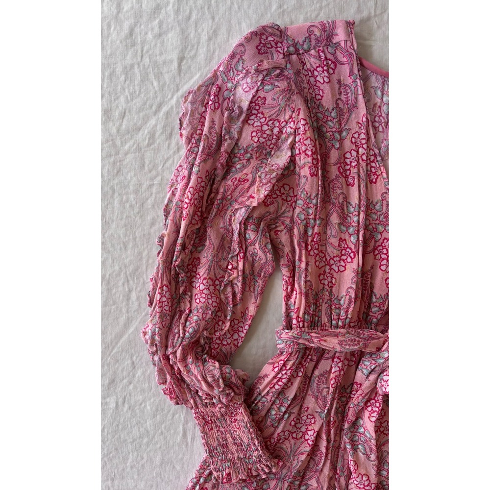 Marea by Liz Joy Cala Rosado Pink Floral Ruffle Mini Dress - Size M - Picture 3 of 14